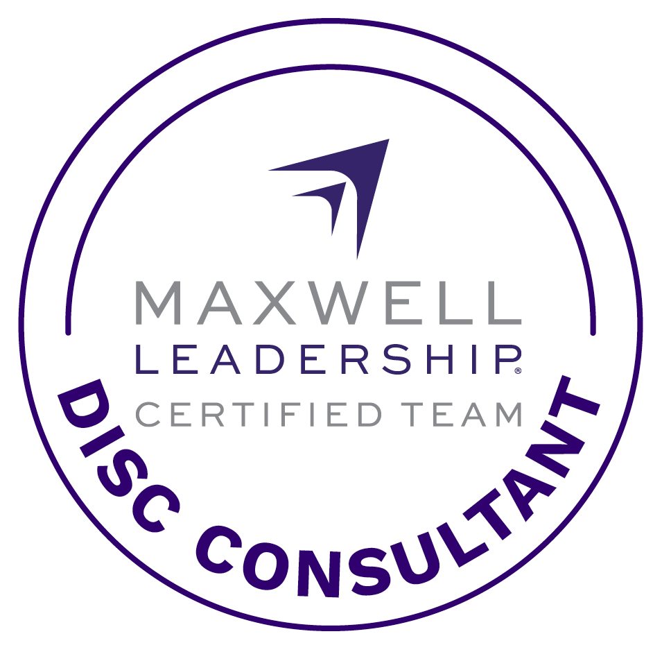 Michael is a maxwell leadership certified team disc consultant. Image of badge.